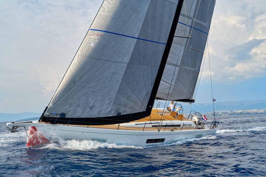 This is a photograph of a beneteau first yacht 53 sailing