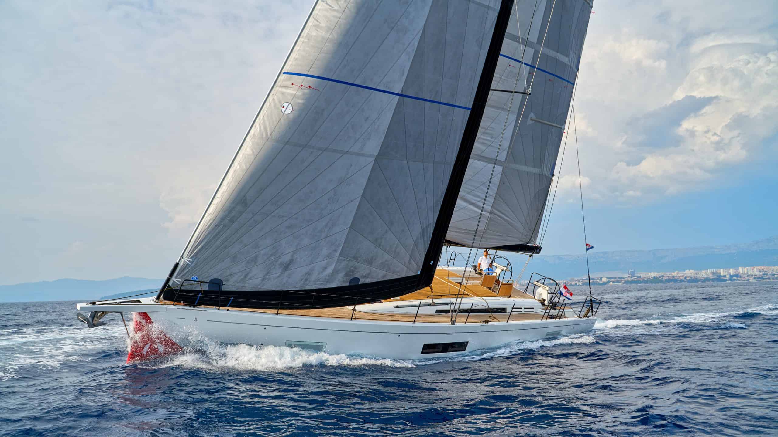 This is a photograph of a beneteau first yacht 53 sailing