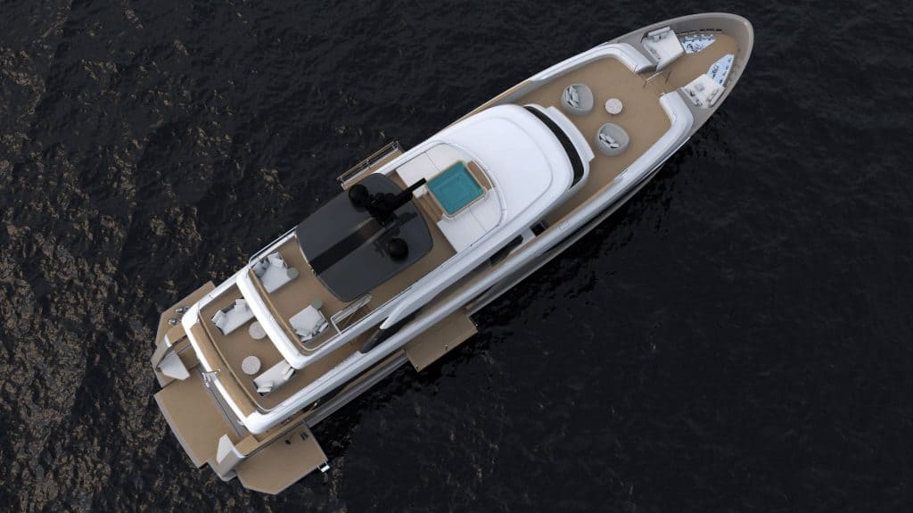 This is a photograph of Sanlorenzo SD118 Aerial View