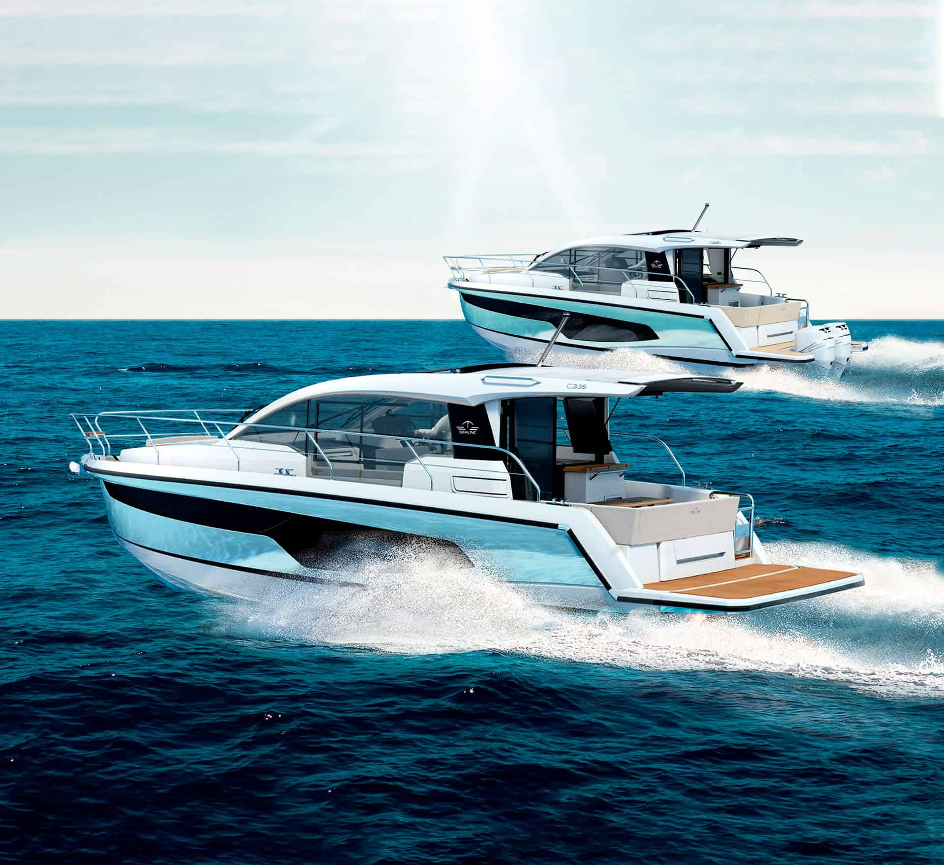 This is photo of a Sealine C335 and C335v