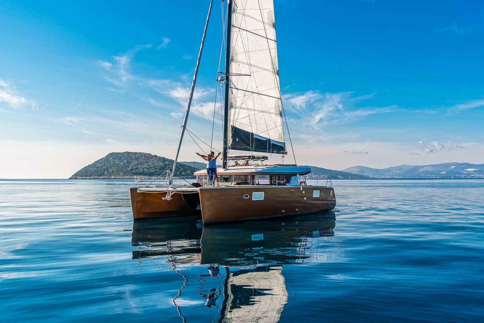 This is photo of a Lagoon 450 S Lux at anchor