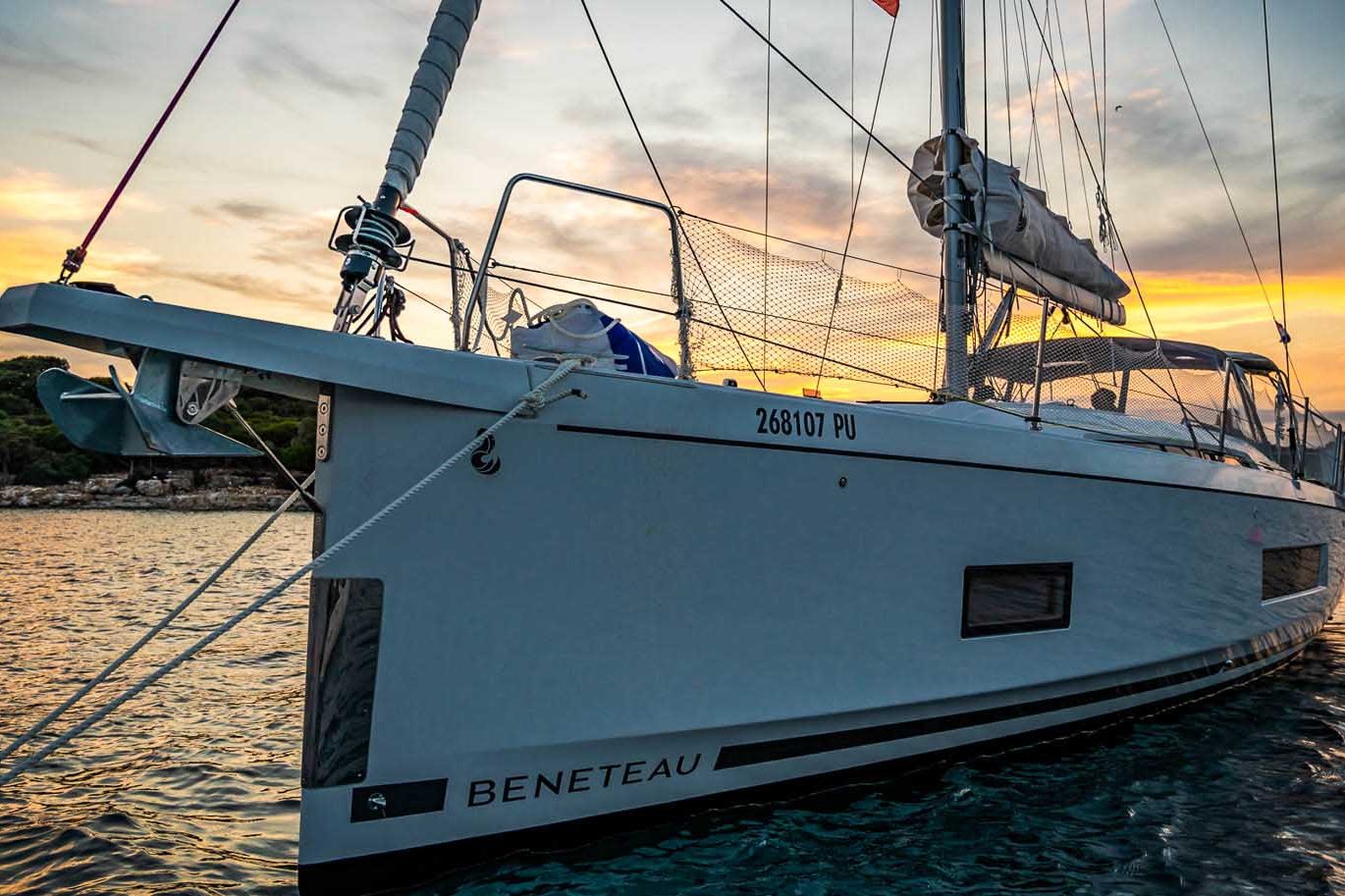 This is photo of a sailing boat Oceanis 46.1 front view