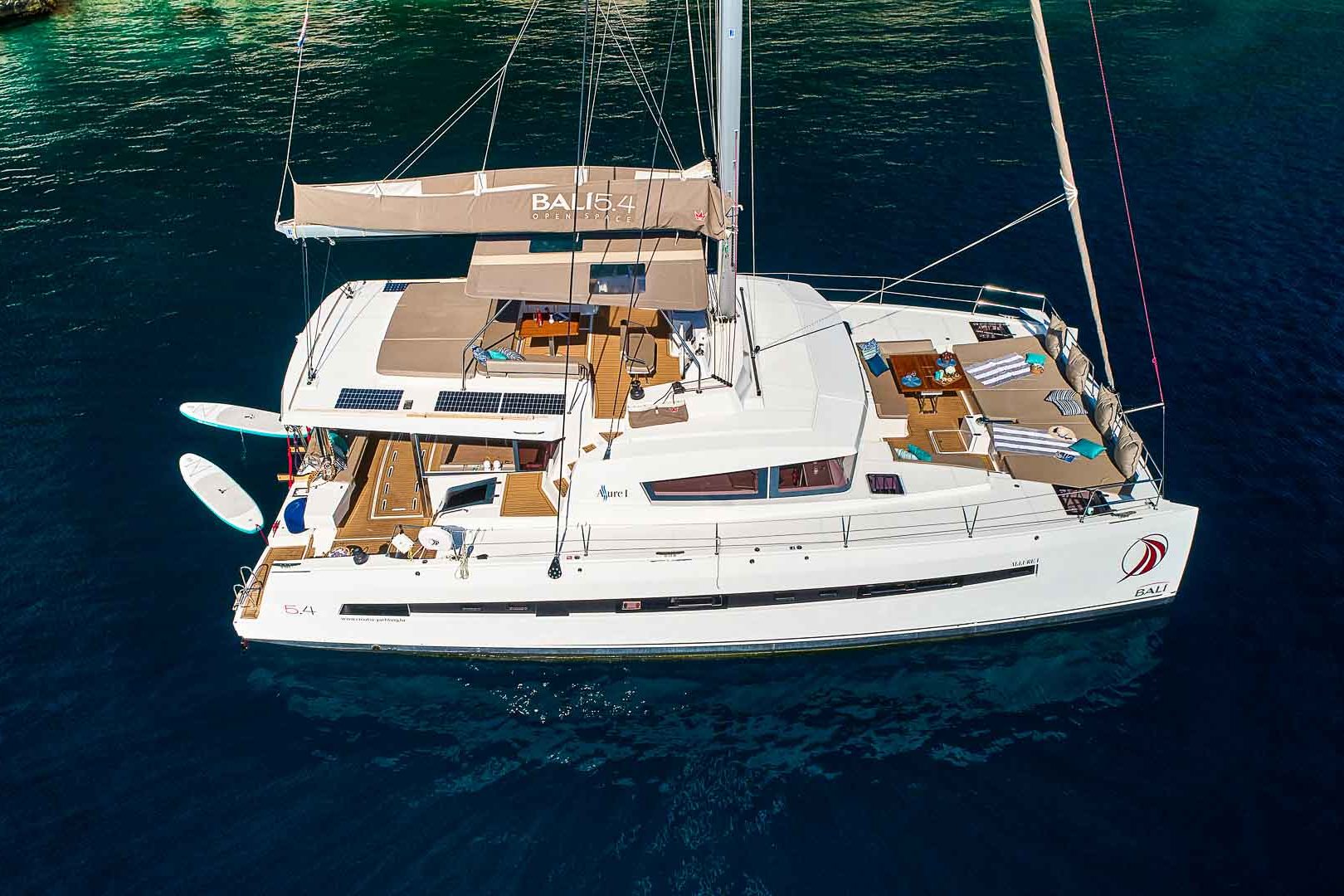 This is photo of a catamaran Bali 5.4 side view