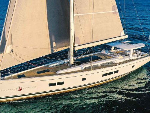 This is photo of a sailing boat Hanse 675 side view