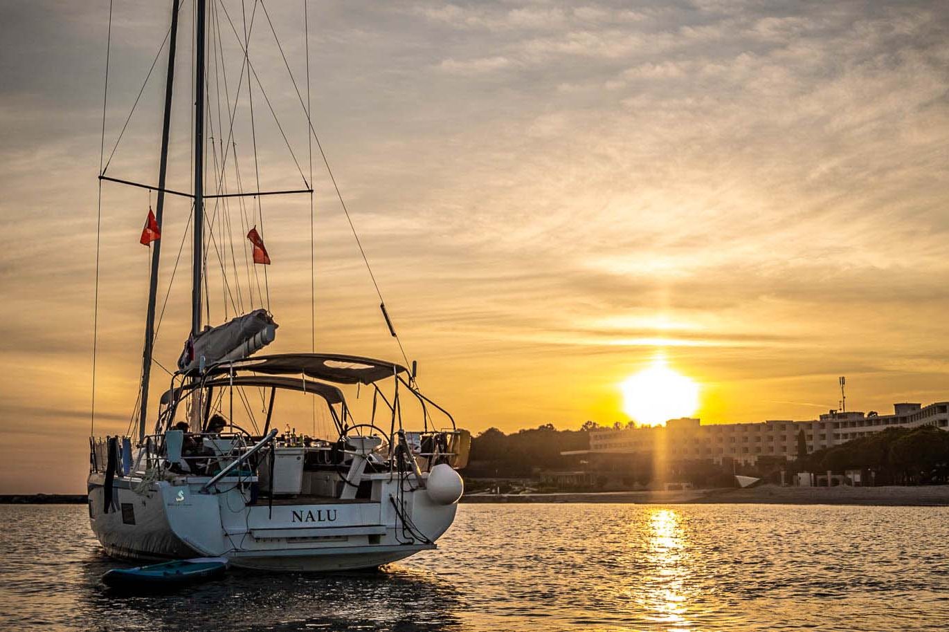 This is photo of a sailing boat Oceanis 46.1 back view, Sailing Boat Charter in Croatia