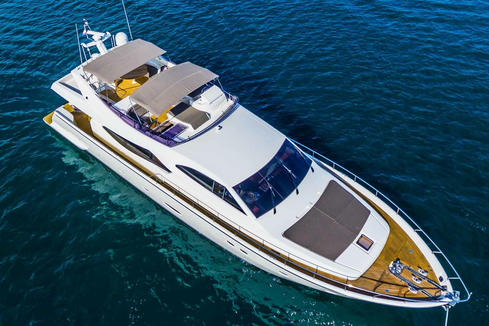 Luxury yacht Ferretti 760 Quo Vadis I aereal