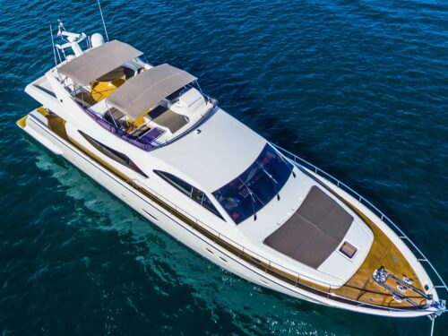 Luxury yacht Ferretti 760 Quo Vadis I aereal