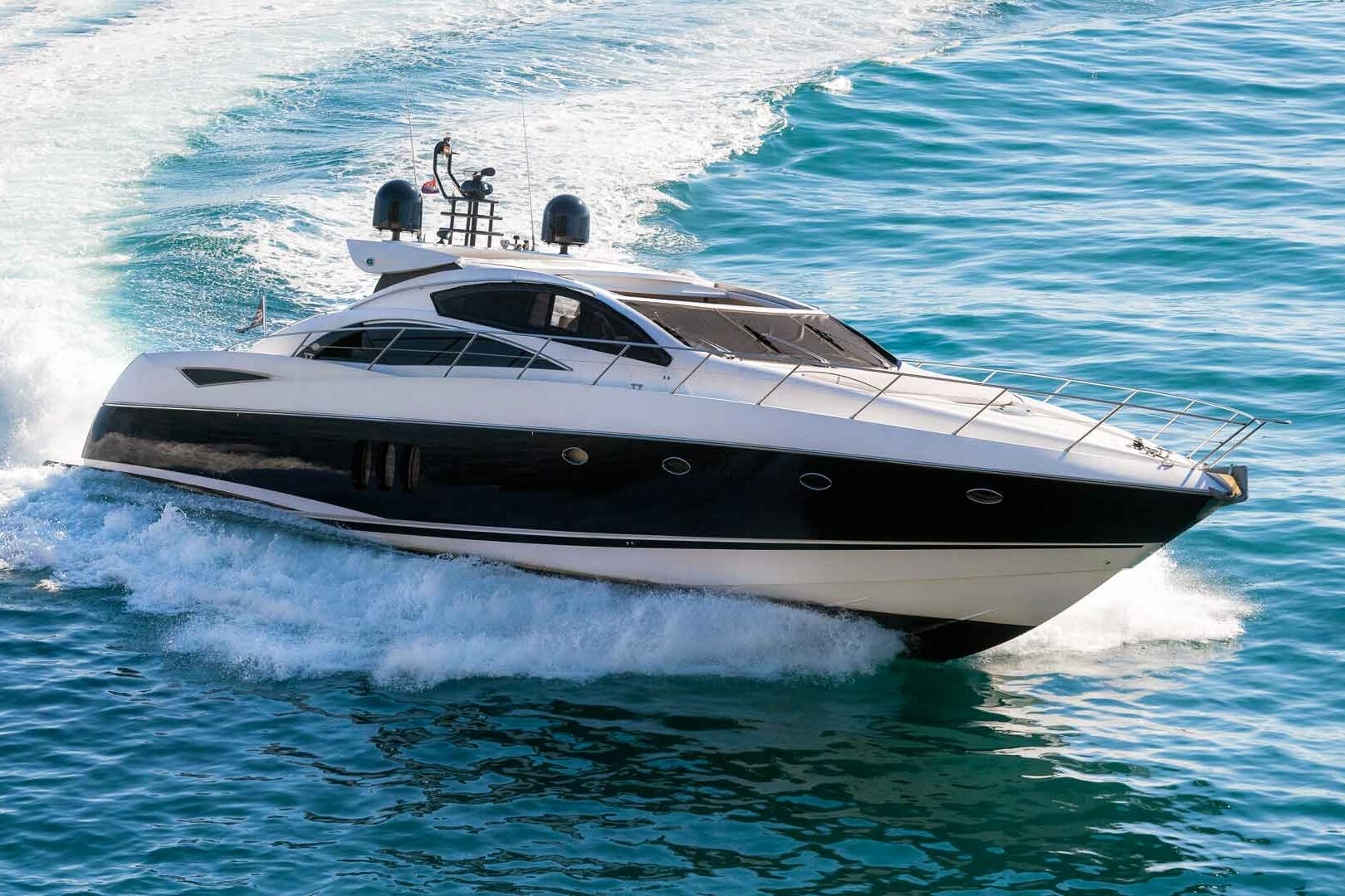 Luxury yacht Sunseeker Predator 72 Glorious running starboard