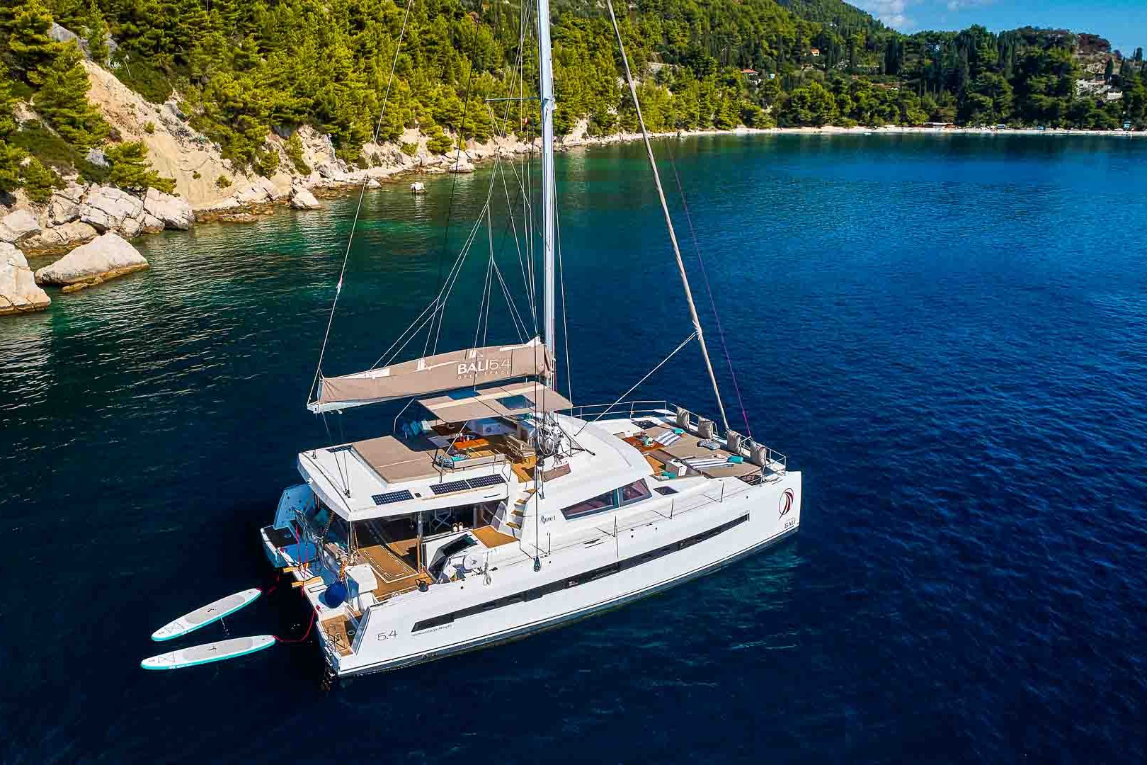 This is photo of a catamaran Bali 5.4 at anchor