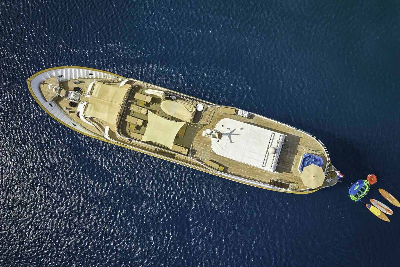 Luxury yacht La Perla from the air