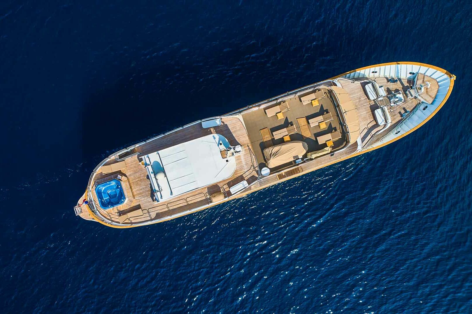Luxury boutique yacht La Perla aereal view