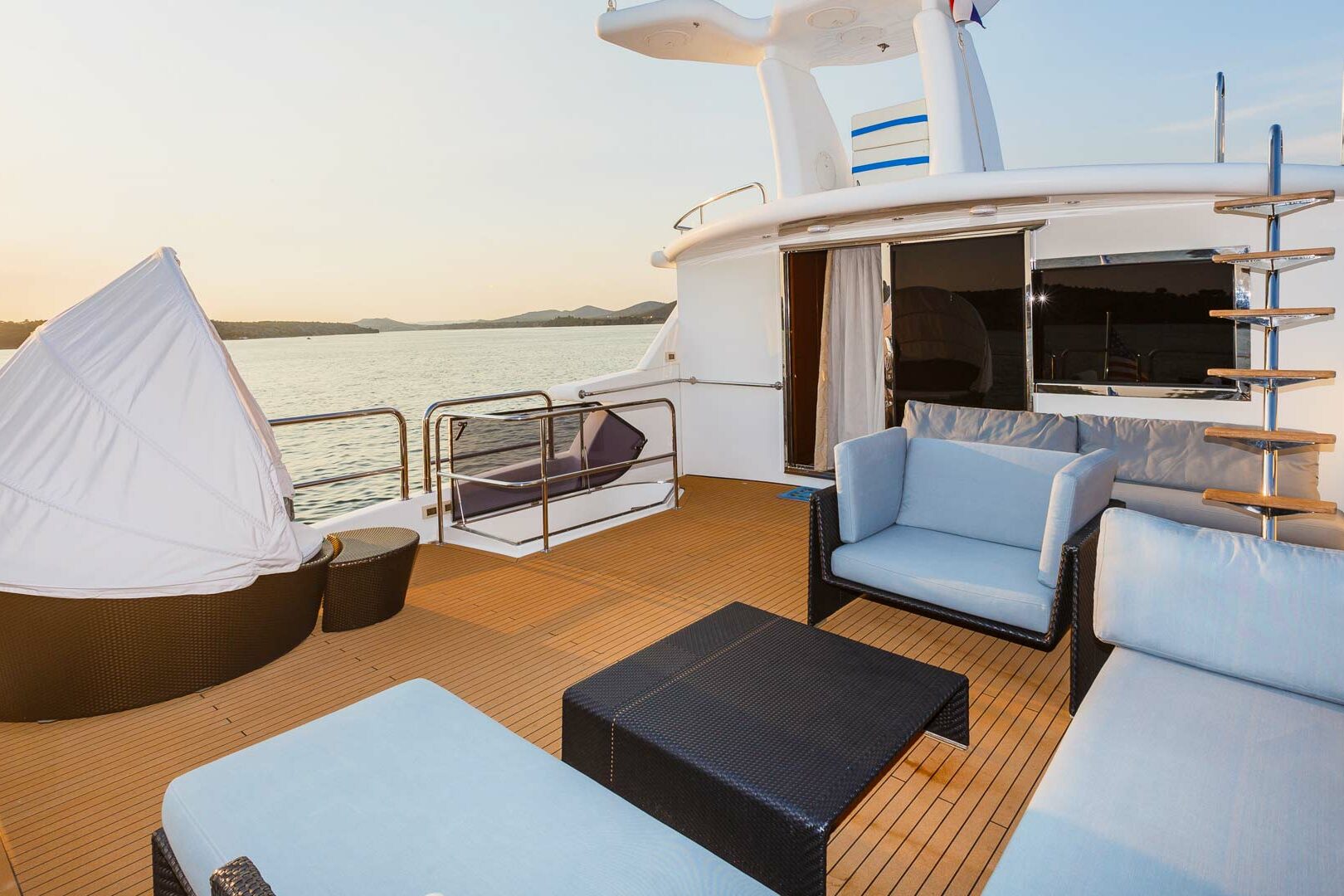 Luxury yacht Johnson Baby sundeck