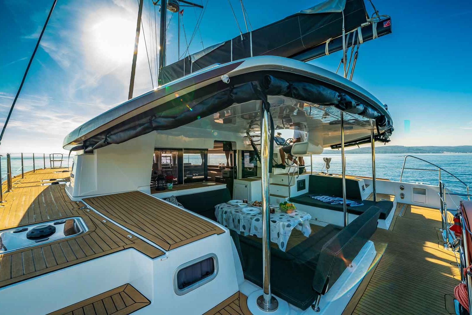 This is photo of a Lagoon 450 S Lux cockpit area