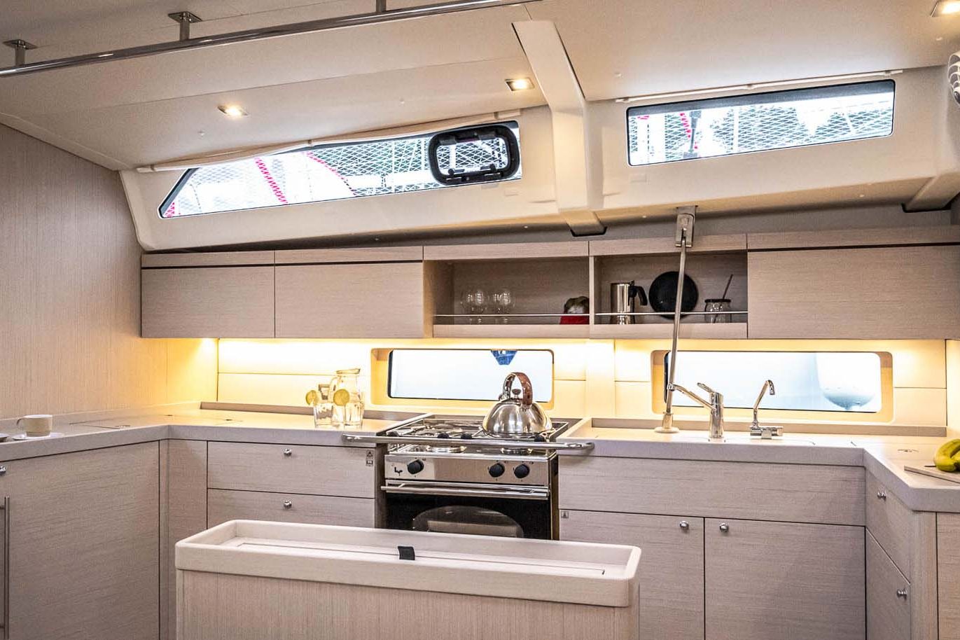 This is photo of a sailing boat Oceanis 46.1 kitchen