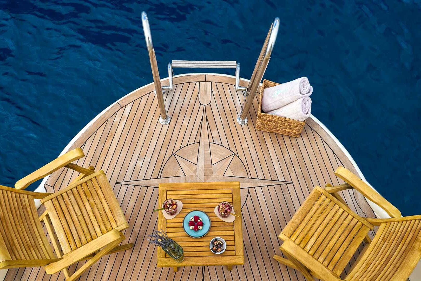 Luxury boutique yacht La Perla swim platform