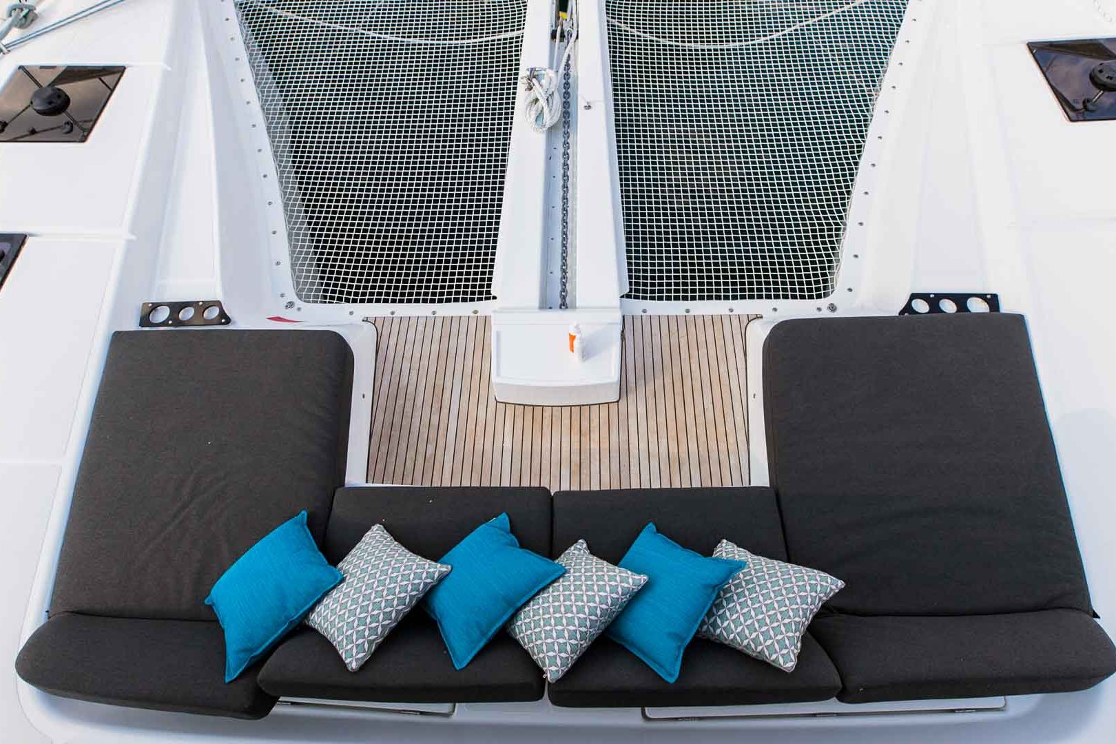 This is photo of a Lagoon 50 seating sofa and net aerial look