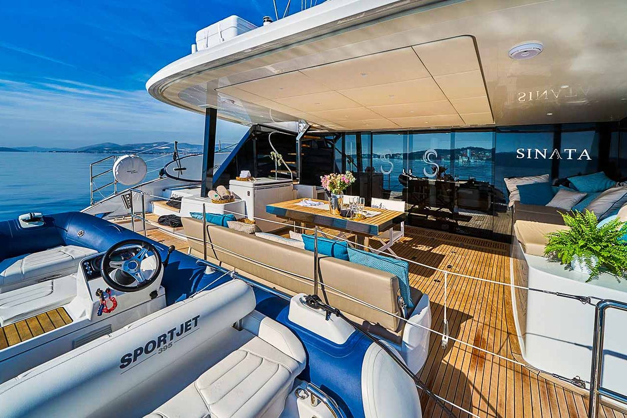 This is photo of a catamaran Sunreef 60 aft tender