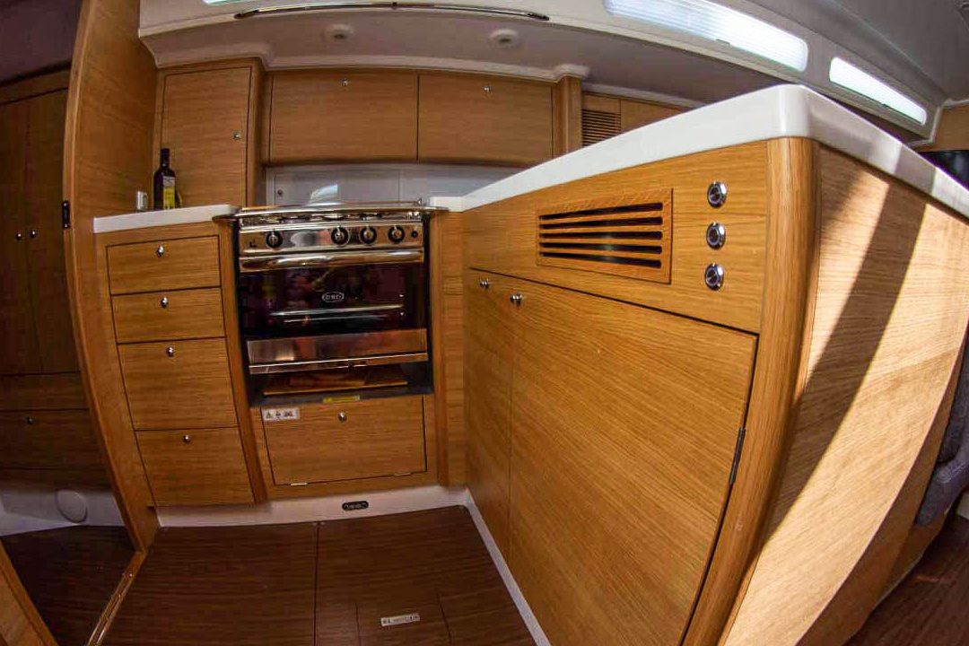 This is photo of a sailing boat X-43 kitchen