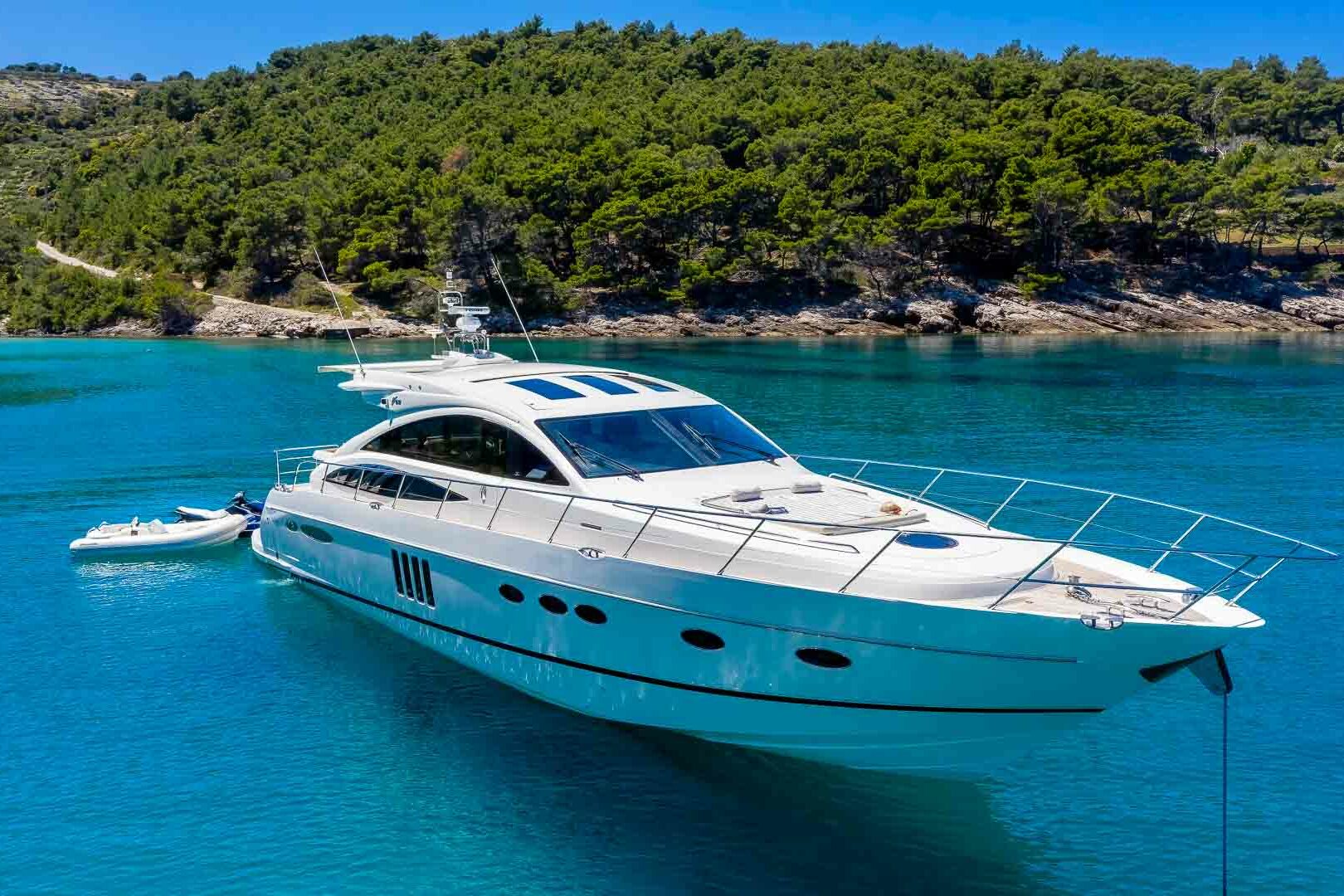 Luxury yacht Princess V65 Spice of Life II on anchor