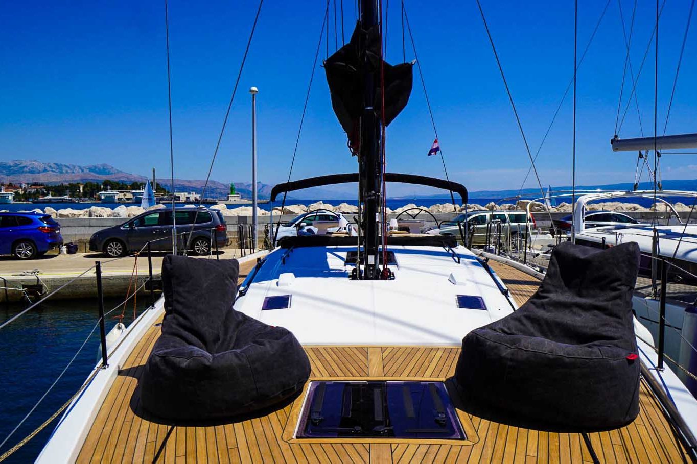 This is photo of a sailing boat First 53 sundeck cushions