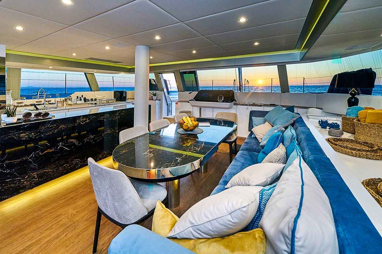 This is photo of a catamaran Sunreef 60 saloon