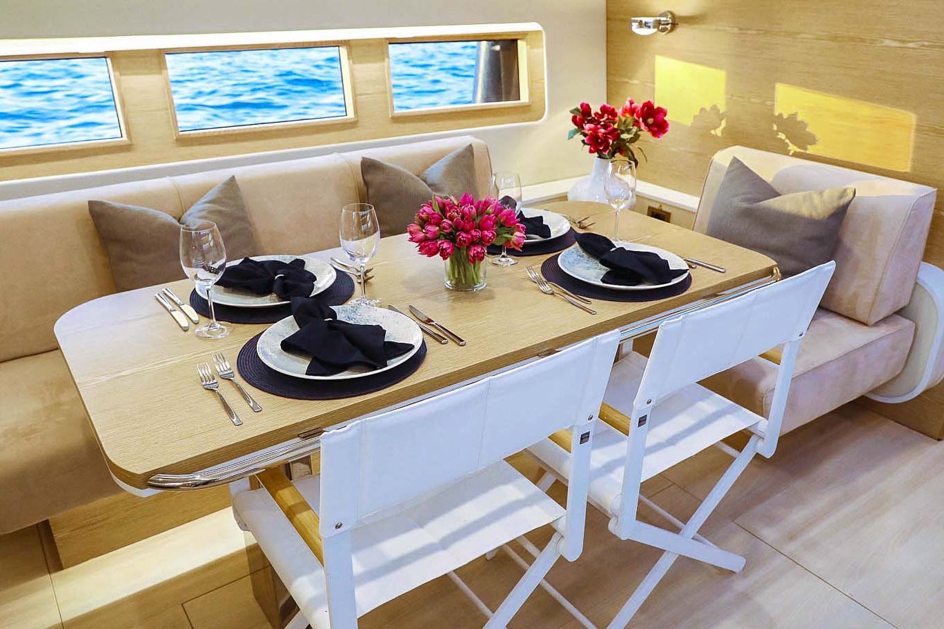 This is photo of a sailing boat Hanse 675 table at saloon