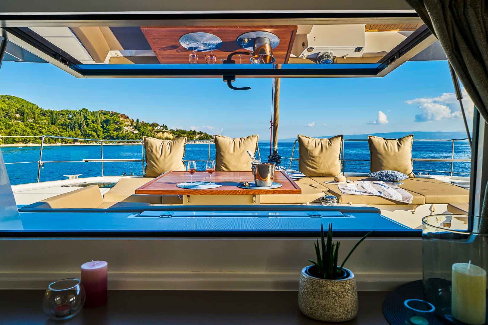 This is photo of a catamaran Bali 5.4 view from saloon