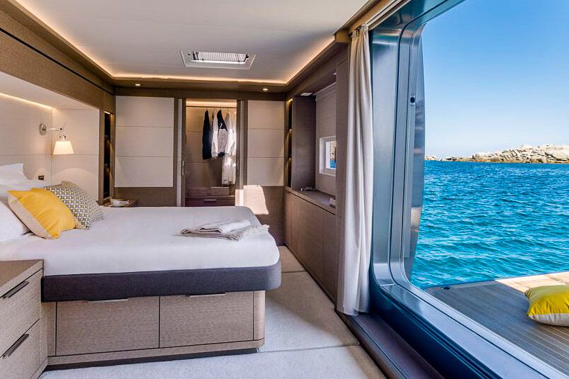 This is photo of a catamaran Lagoon 77 named Adriatic Dragon double bed cabin with balcony