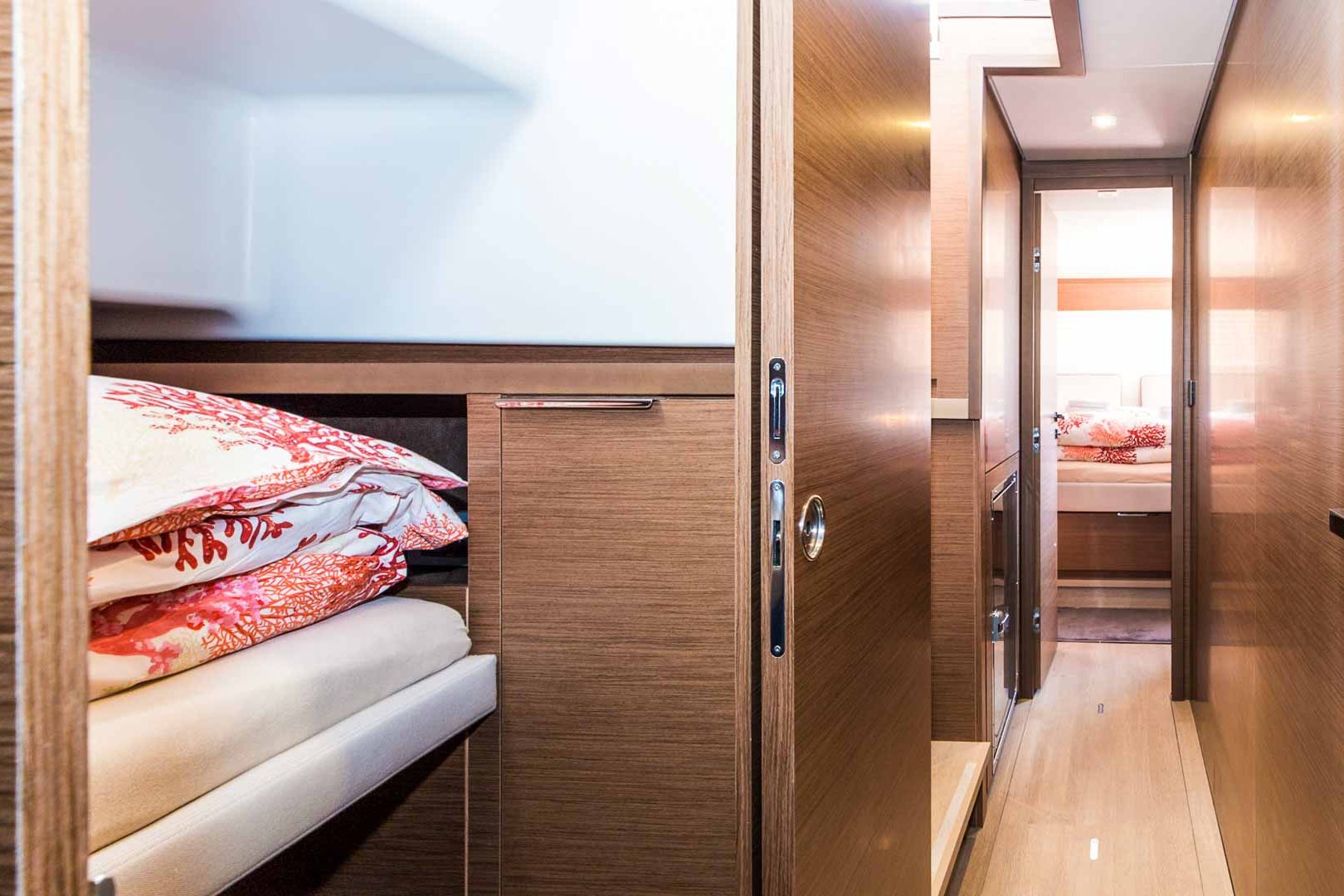 This is photo of a Lagoon 50 hallways cabins