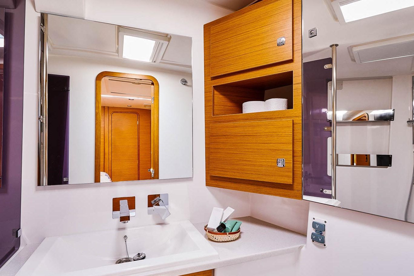 This is photo of a sailing boat Dufour 56 toilette