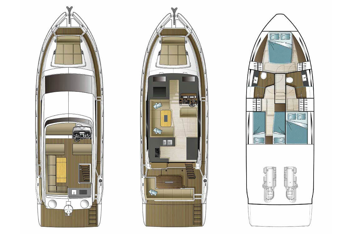 Motor boat Sealine F430 layout