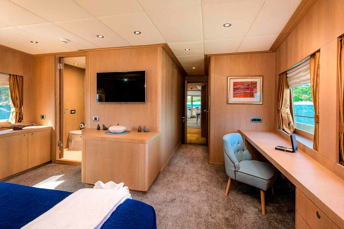 Luxury yacht Aegean Yachts Grace master cabin view