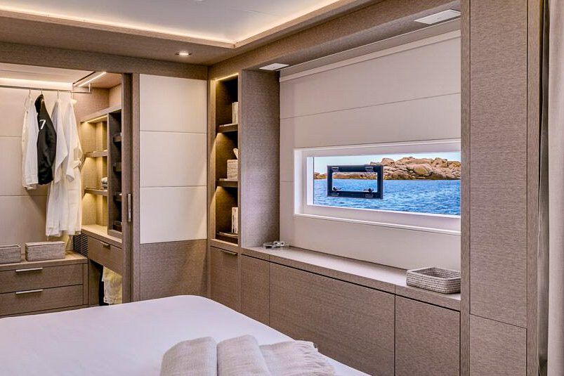 This is photo of a catamaran Lagoon 77 named Adriatic Dragon closet, view from cabin