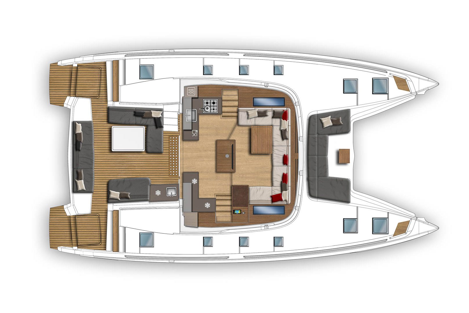 This is photo of a Lagoon 50 layout, Catamaran charter in Croatia