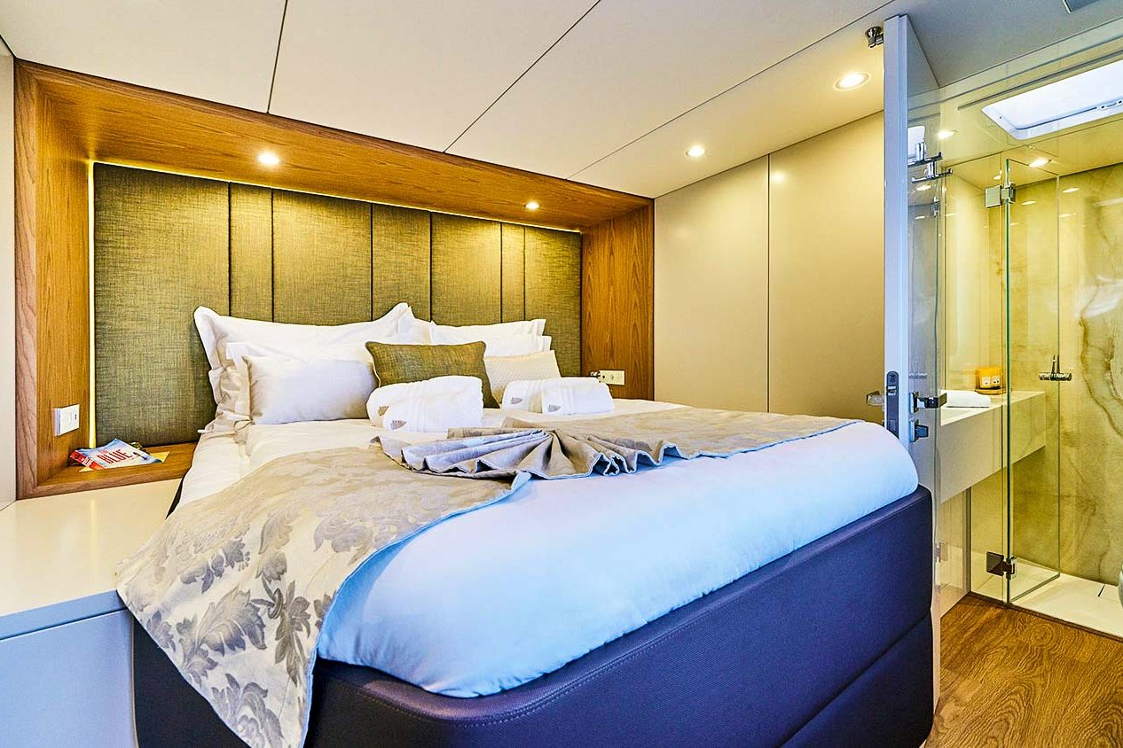 This is photo of a catamaran Sunreef 60 double cabin