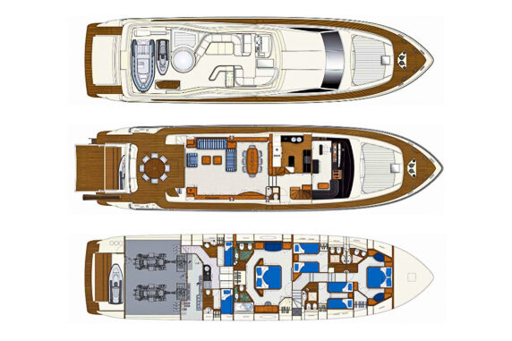 Luxury yacht Ferretti 880 Katariina layout