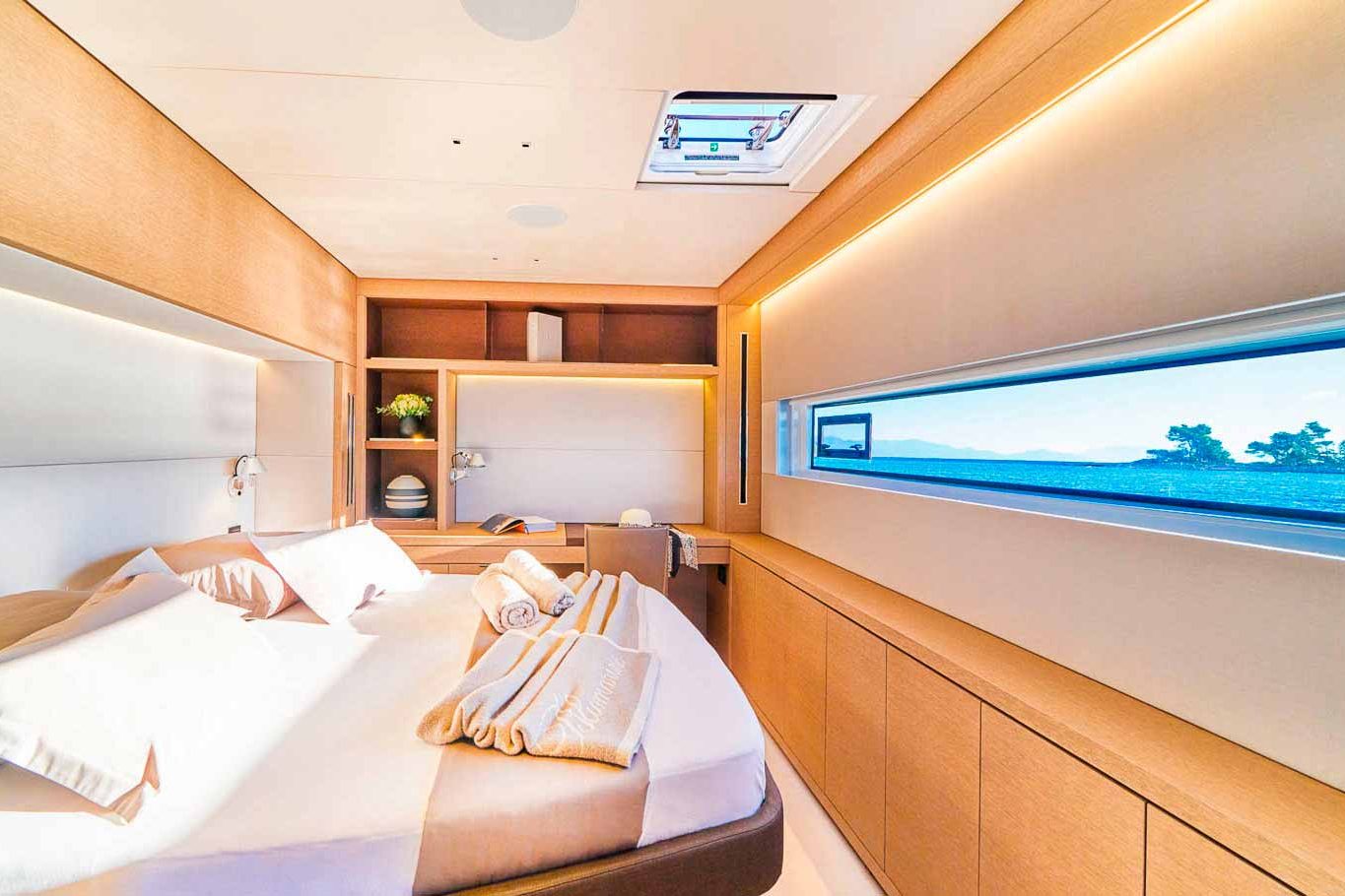 This is photo of a catamaran Lagoon Sixty5 named Amada Mia, master cabin