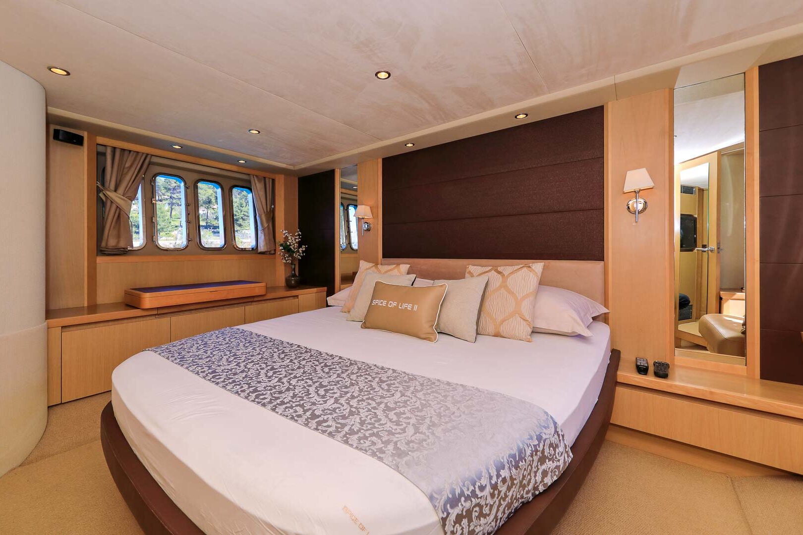 Luxury yacht Princess V65 Spice of Life II master cabin view