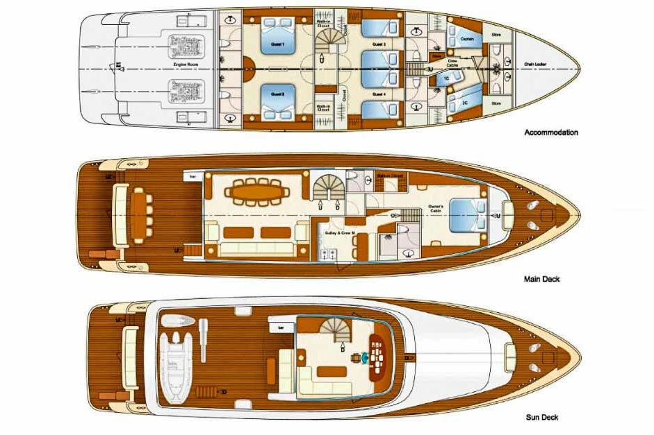 Luxury yacht Aegean Yachts Grace first layout