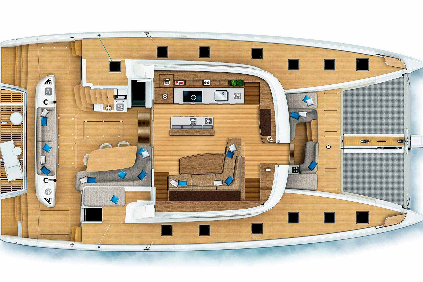 This is photo of a catamaran Lagoon Sixty5 named Amada Mia layout Up