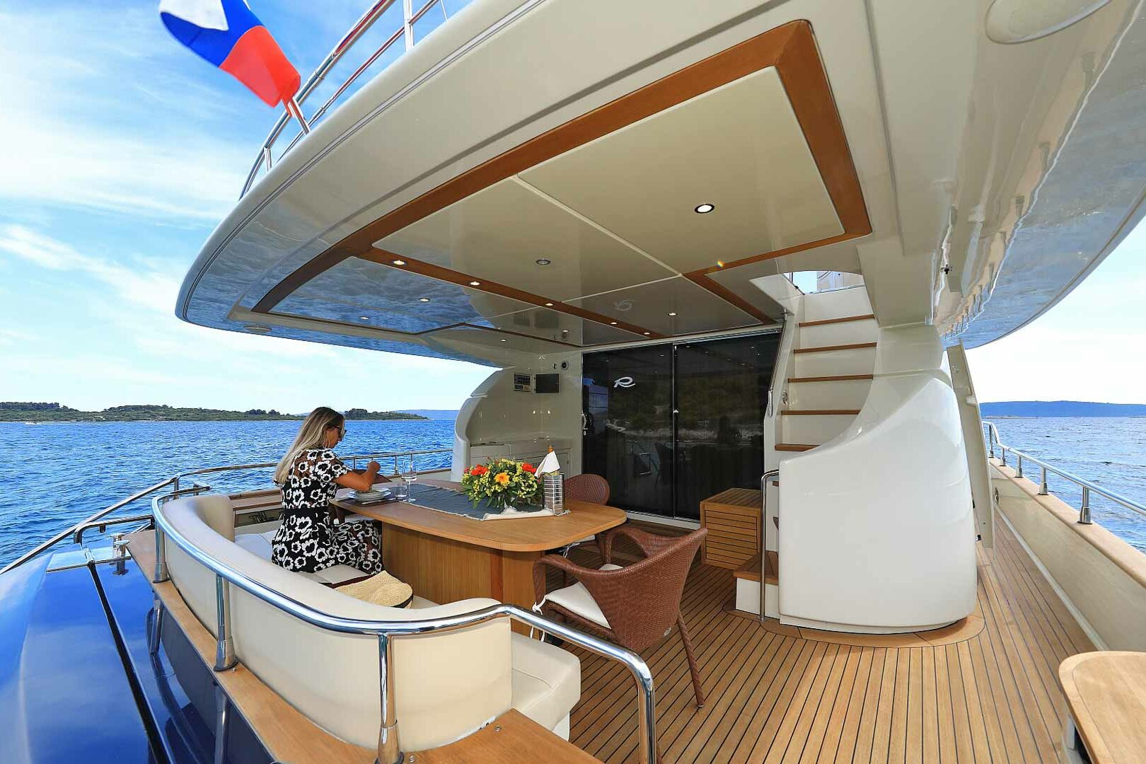 Luxury yacht Riva 85 ‘888’ cockpit table