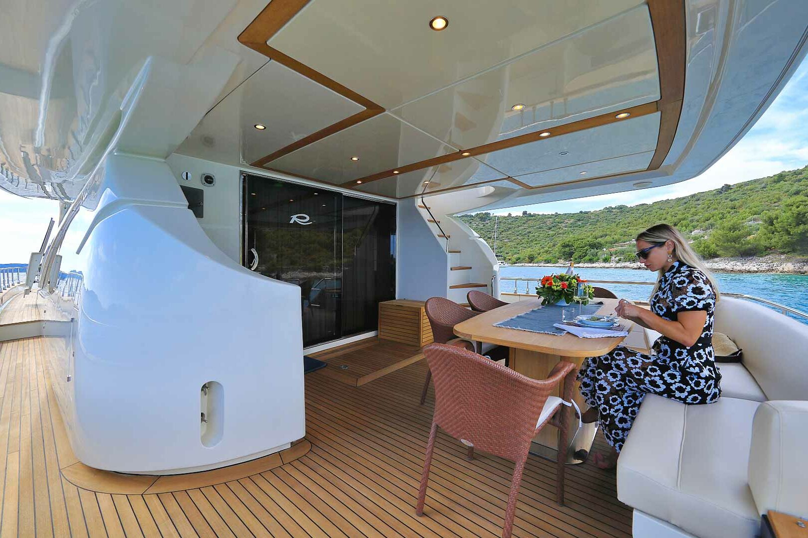 Luxury yacht Riva 85 ‘888’ cockpit view