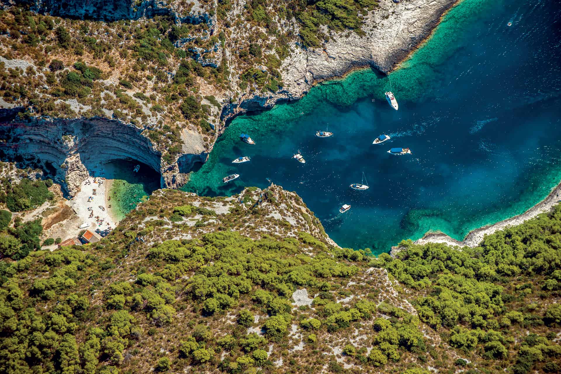 Stiniva bay island of Vis with yachts in charter