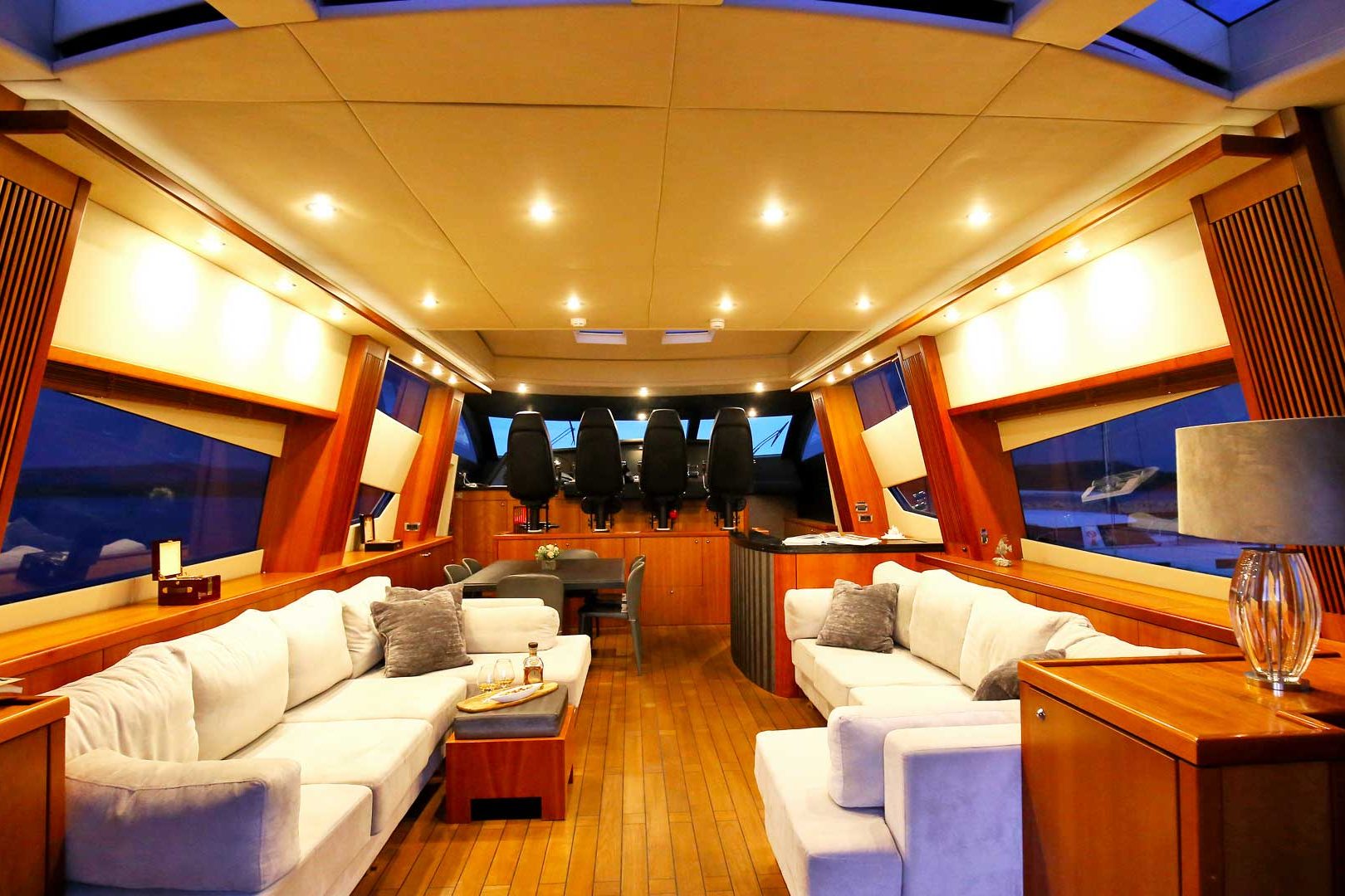 Luxury yacht Quantum salon front view