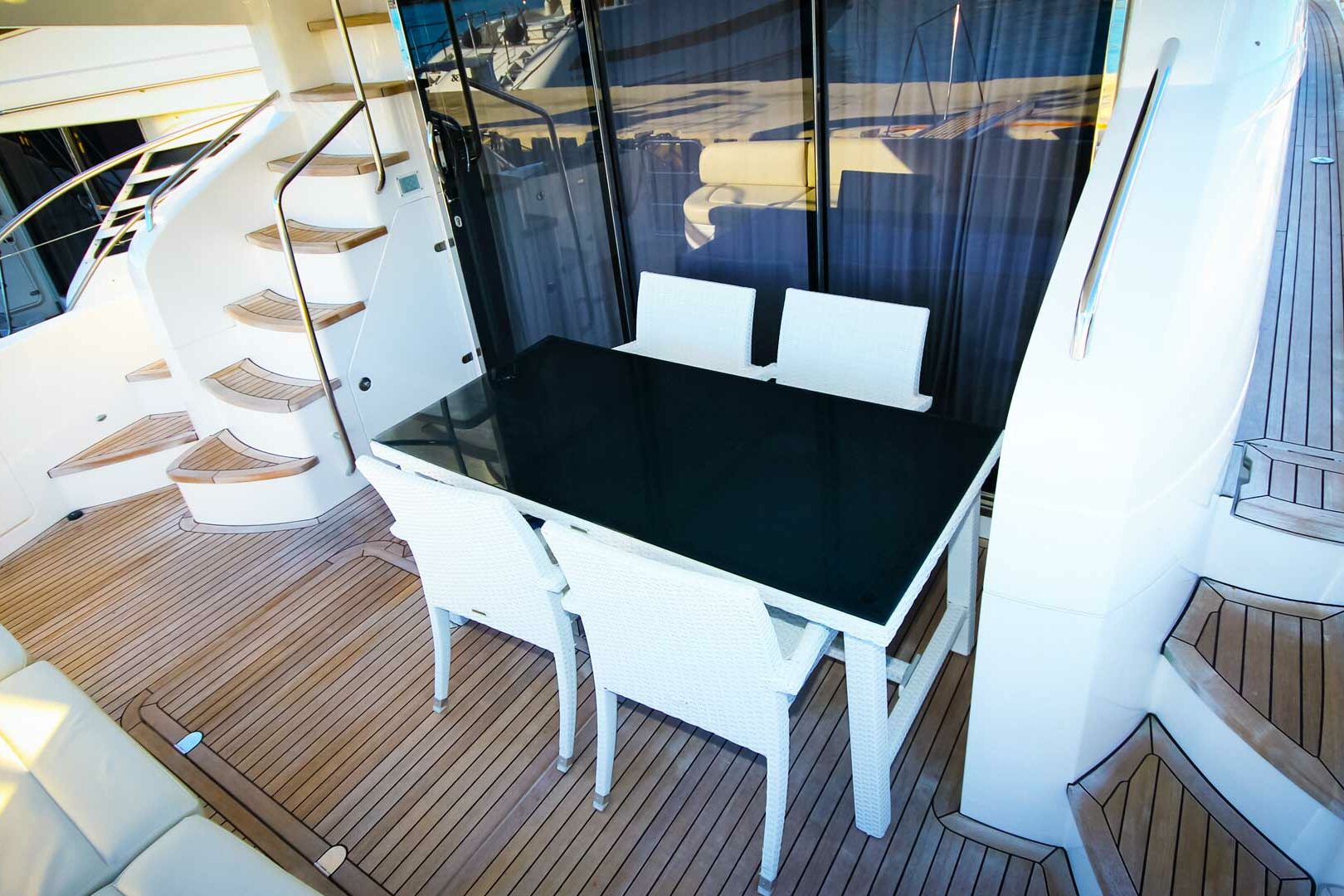 Luxury yacht Princess 62 Pamango cockpit table