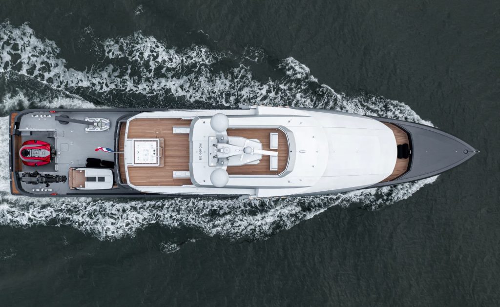 This is a photography of Feadship Shinkai sea trials