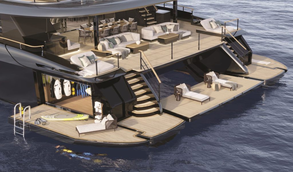 This is a photography of Sunreef 140 catamaran