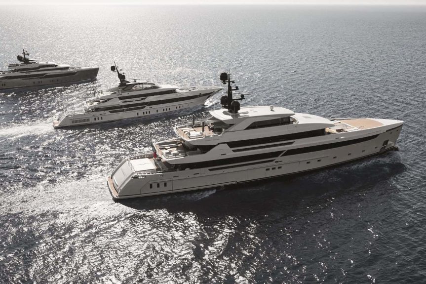 This is a photography of Sanlorenzo Superyacht fleet