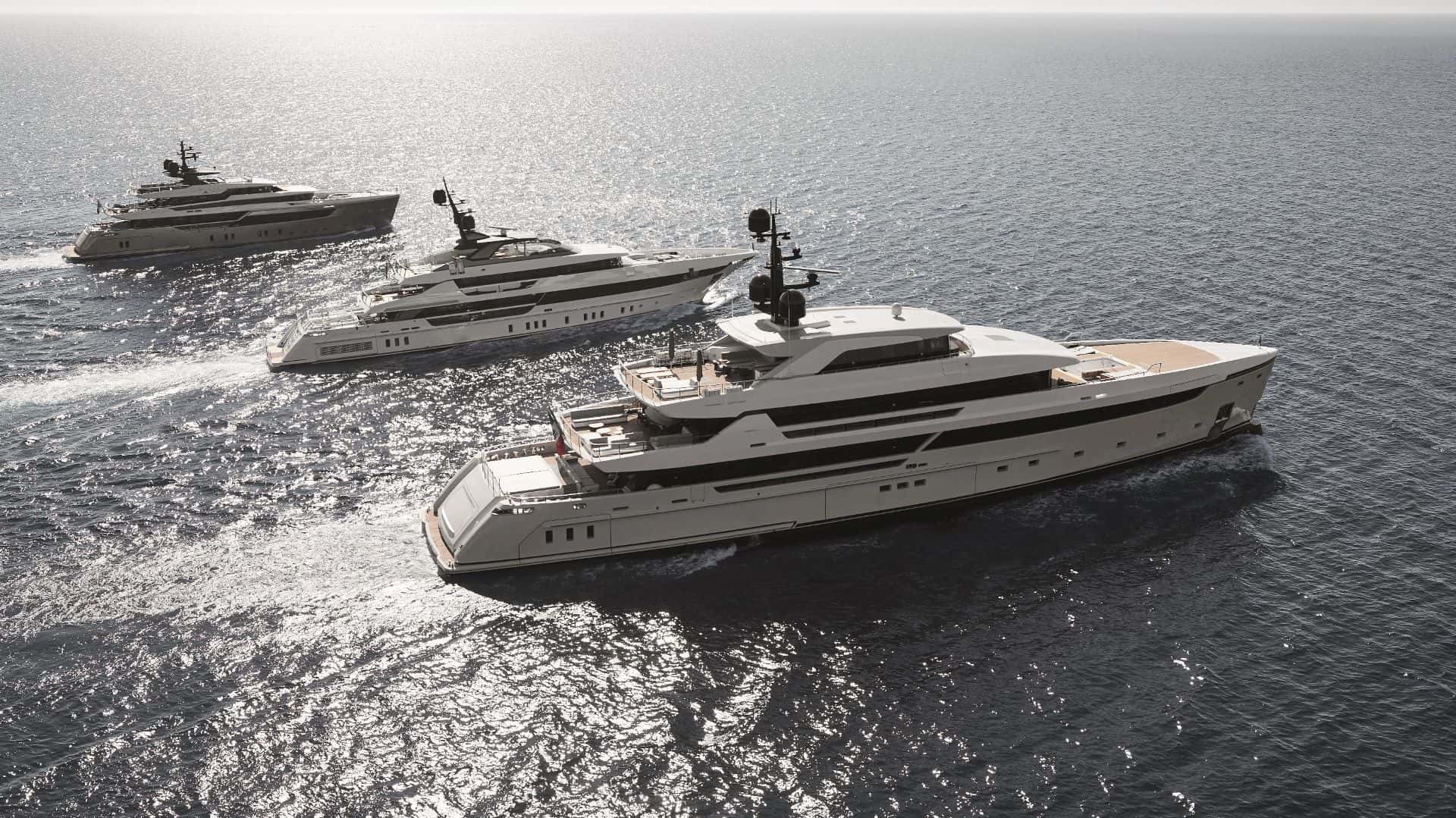 This is a photography of Sanlorenzo Superyacht fleet