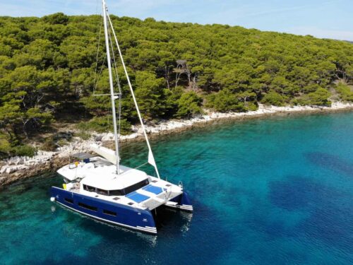 Luxury Catamaran Charter Dufour 48 Catamaran at anchor